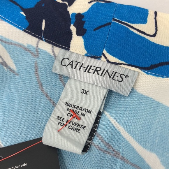 2/$30 NEW Catherines Duster Size 3X Alfresco Blue Black White Artsy Plus Size - Picture 2 of 15